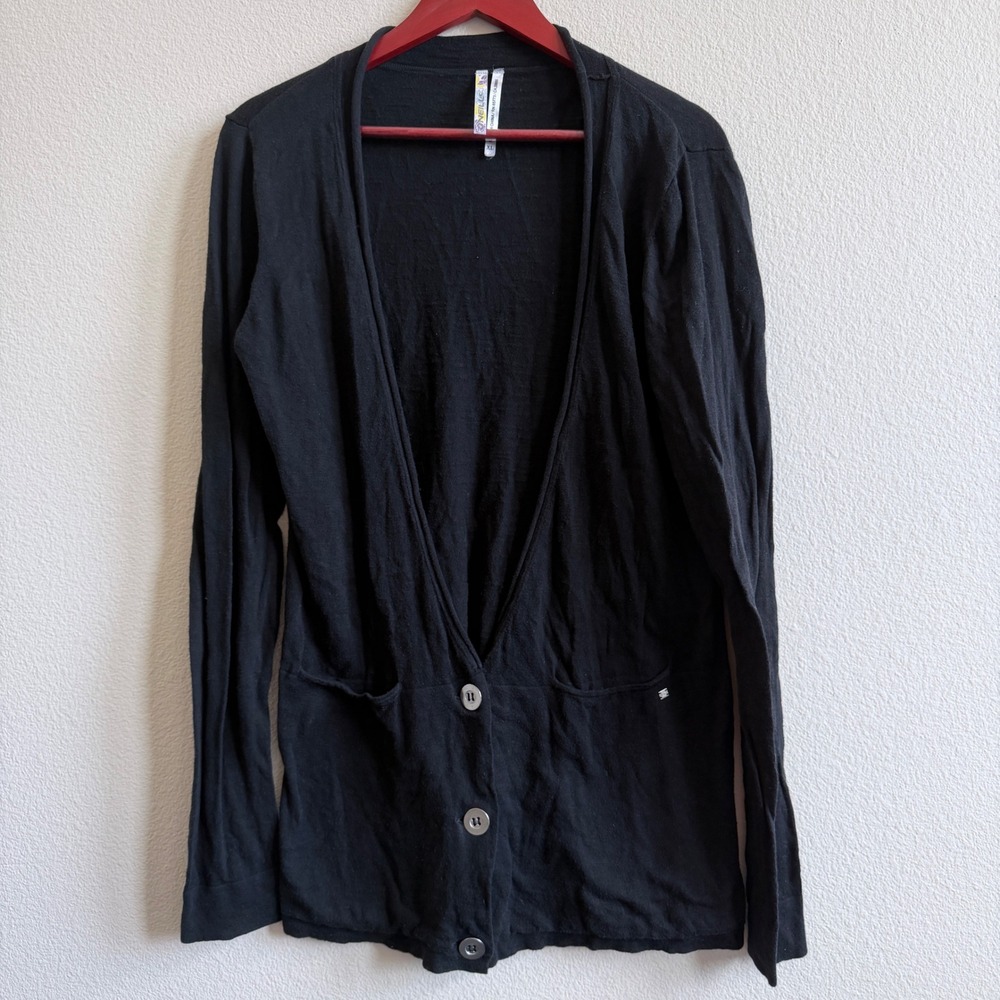 ONeill Womens Black Cotton V-Neck Button Front Cardigan Sweater XL 30417015P